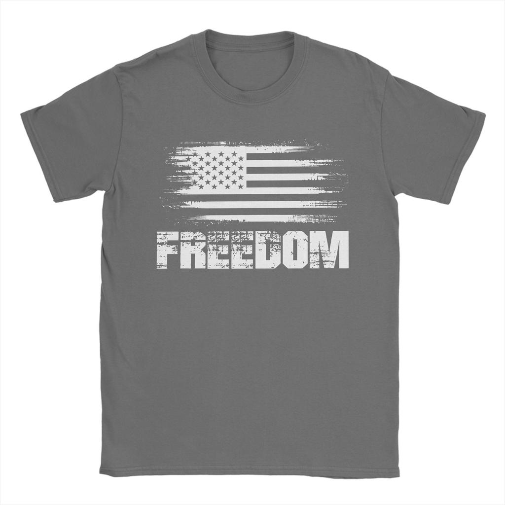 Harajuku T-Shirt Summer Freedom Novelty T-Shirts Charlie Kirk Pure Cotton Tshirt for Men Y2K Funny Plus Size Short Sleeve Tees