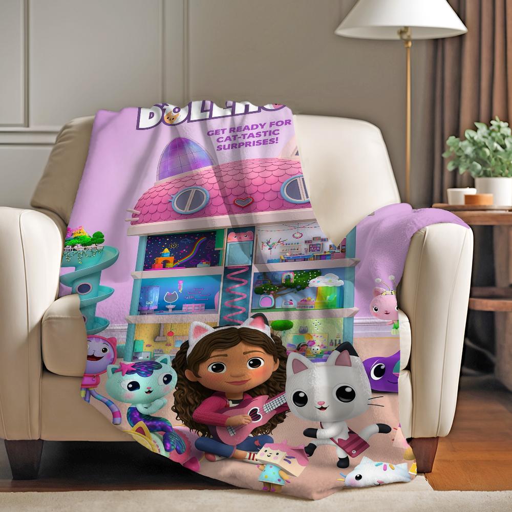Cartoon G Gabby's Dollhouse Blanket For Sofa Office Bed Plane Travel Sleep Read Relax Camping Soft And Warm