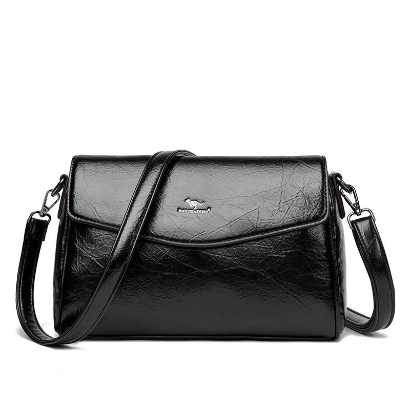 Soft leather mother bag women's new fashionable large-capacity shoulder crossbody wax oily leather small square bag