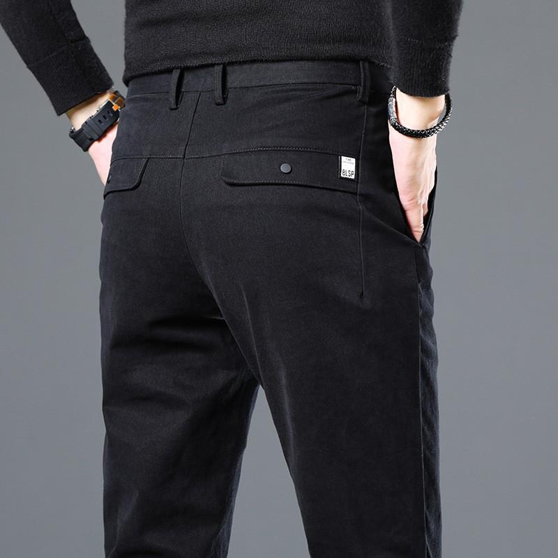 

Весна и осень зима мужские плюшевые/обычные легкие деловые прямые мужские повседневные брюки универсальные деловые свободные большие эластичные брюки 38 чёрный