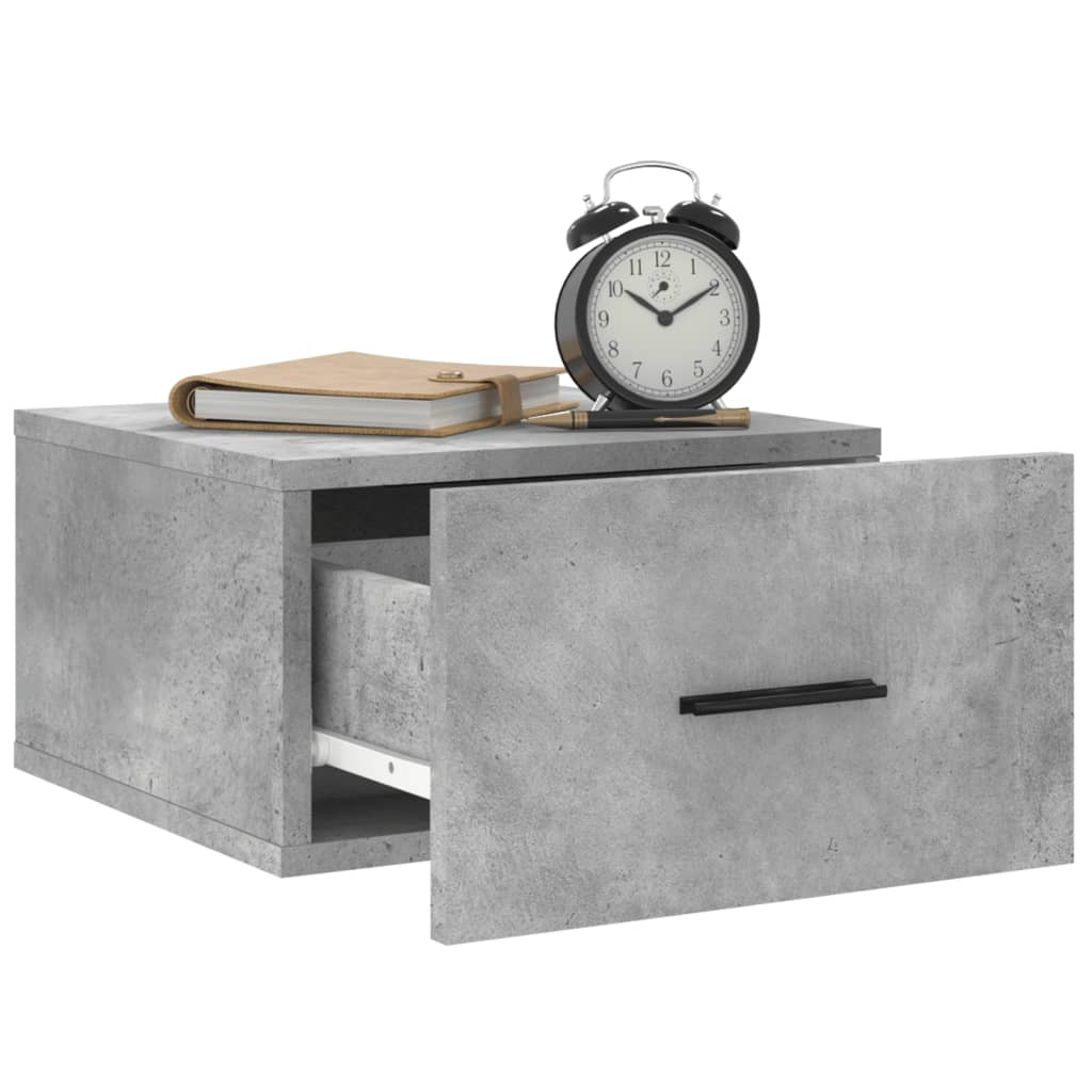Wall Mounted Nightstands Set of 2 Concrete Gray 35 X 35 X 20 Cm