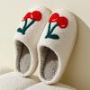 Fashion Super Cute Cherries Plush House Slippers for Women  Comfy Home Shoes   Flat Slip-on Slides   Platforms, Winter Slippers