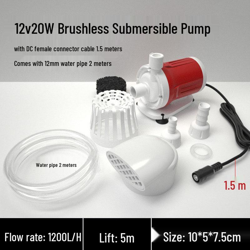 12/24V Mini Solar Brushless Submersible Water Pump for Fish Tank Circulation