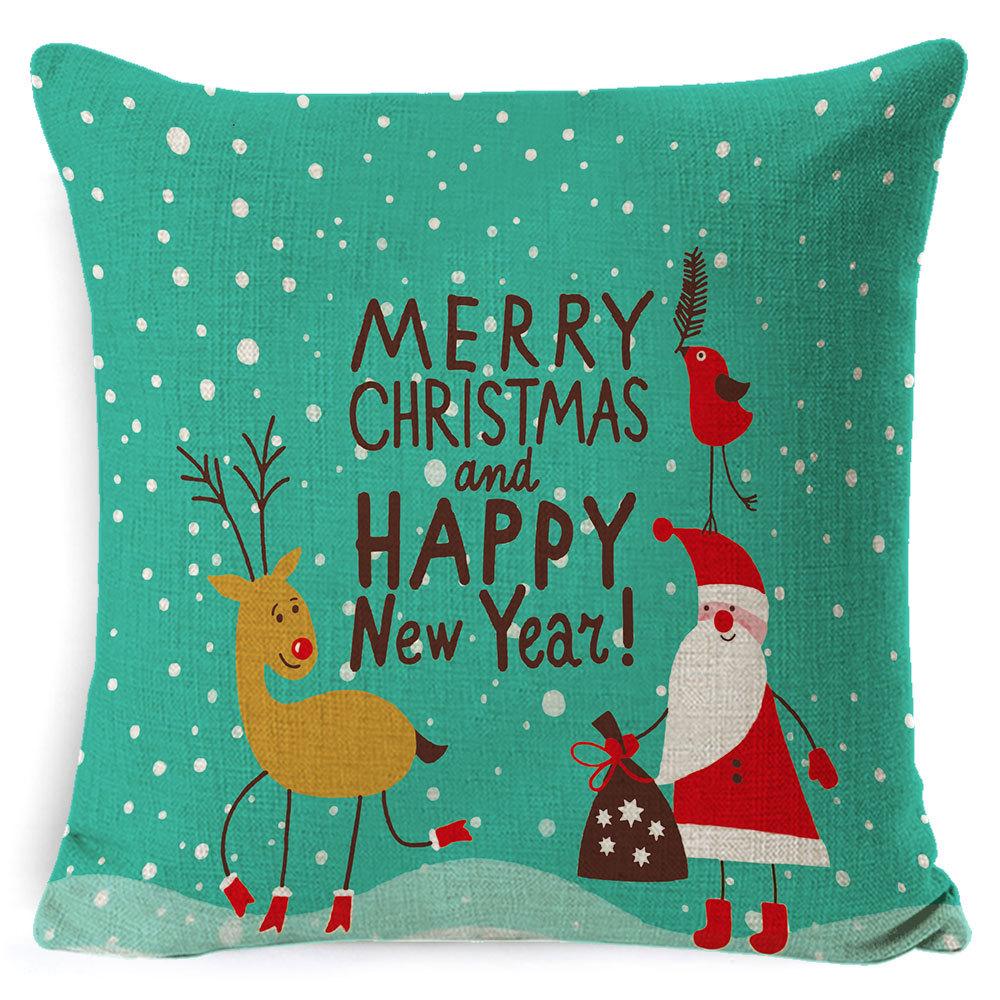 Christmas Celebration Pillow Elk Snowman Festive Cushion Cover Red Sofa Back Cushion Pillow Cover