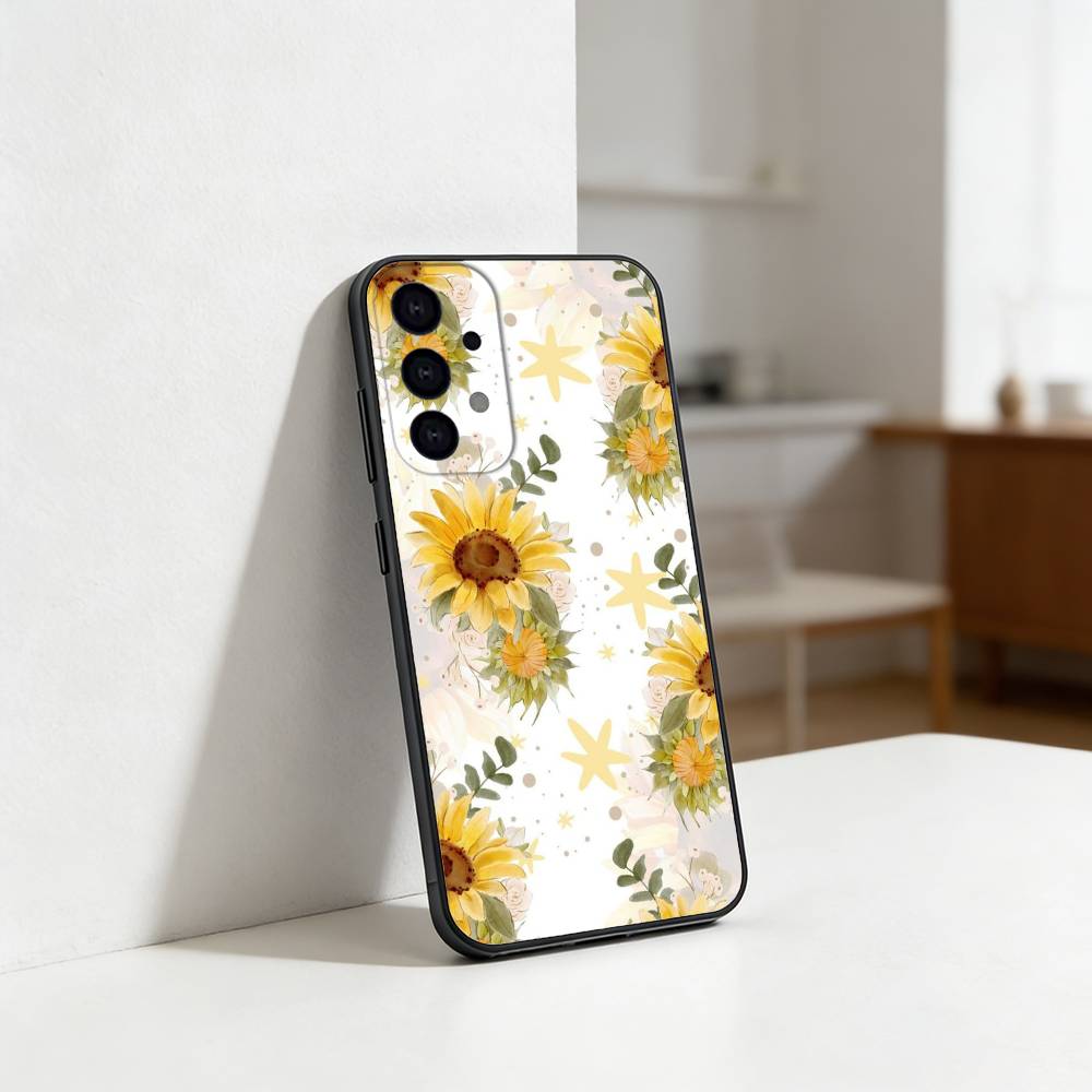 Sunflower blossoms Phone Case For Samsung S25,24,23,22,30,21,10,9,Ultra,Plus,Lite Soft Black Case