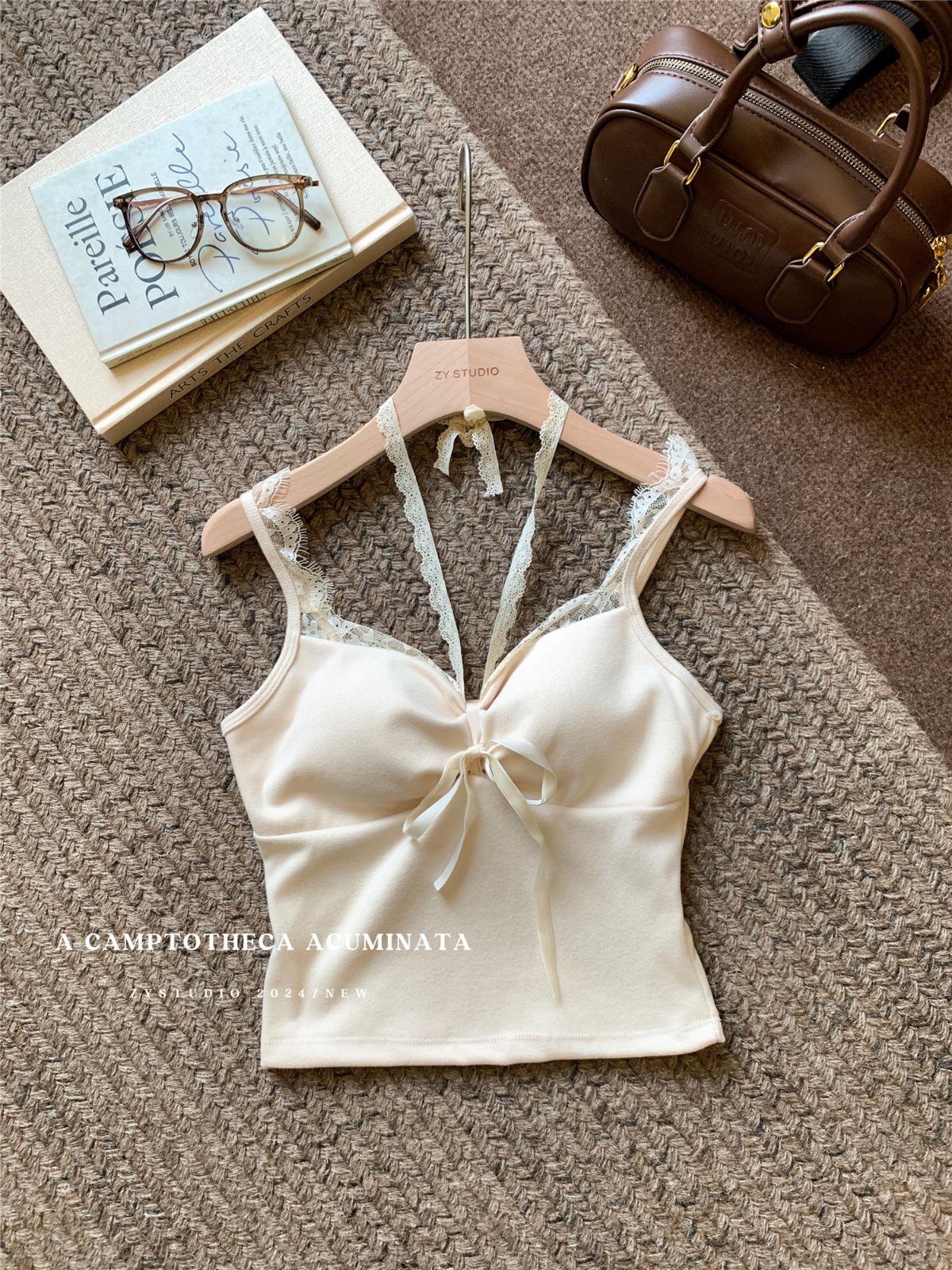 

Немецкая бархатная кружевная майка-камисоль для женщин - теплая, облегающая, с красивой спиной, сексуальный топ с накладками на грудь для осени и зимы One Size абрикосовый