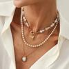 Ingemark 3Pcs/Set Delicate Imitation Pearl Chain Necklace for Women Bridal Elegant Love Heart Pendant Choker Wedding Jewelry New