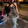 New Fashion Sexy Leopard Print Halter Neck Summer Tube Dress Slim Fit Spice Girl Sleeveless Party Evening Dress Elegant Backless Clothes