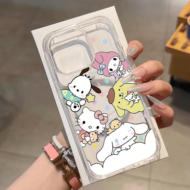 Magnetic Wireless Charge Hello Kitty Cover For Samsung Galaxy S25 Ultra 5G S24 S23 S22 S21 Plus Ultra FE 5G Kuromi Pochacco Case