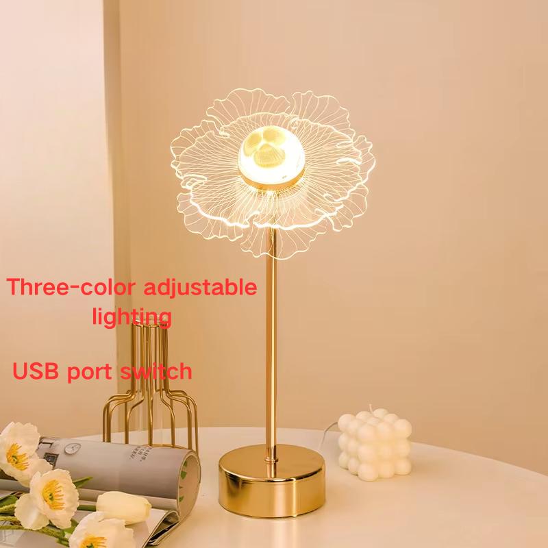 Light Luxury Modern Minimalist Acrylic Metal Butterfly Table Lamp Ambient Night Light Bedroom Girls' Room Bedside Decoration