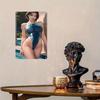 Vintage Metal Wall Art Blue Bikini Summer Pool Retro Decor 8x12 Inch
