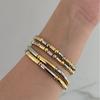 Fashion Light Luxury Simple Diamond-Encrusted Bamboo Gold And Silver Contrasting Color Elastic Beaded Bracelet Women'S Daily Wear