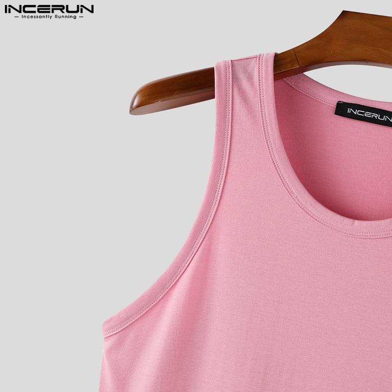 INCERUN Sommer Herre Rund Hals Ensfarget Sport Fritid Tanktopper Undertrøyer