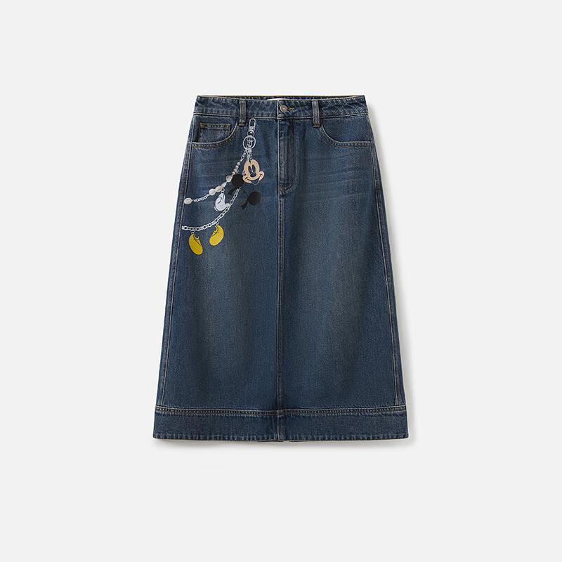 Broadcast BDS3BD3183B59 Women's Retro Mid-Length Denim Skirt