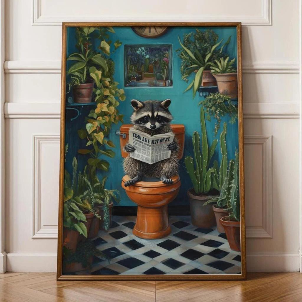 Vintage Black Cat Bathroom Wall Art, Toilet Fun Wall Art, Funny animal Bathroom Art, Quirky Bathroom Wall Decor, Bathroom Print