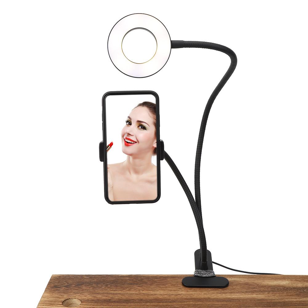 USB Powered Adjustable LED Fill Light Photography Light Phone Bracket for Live Broadcast Black