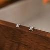 Real 925 Silver Zircon 4mm Star Tiny Stud Earrings for Women Fine Jewelry Minimalist Ear Hole Care Accessories