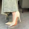 Design Sense Beige Temperament Thin Heel Single Shoes Women's 2025 Autumn and Winter New French Elegant Banquet Pointed High Heels