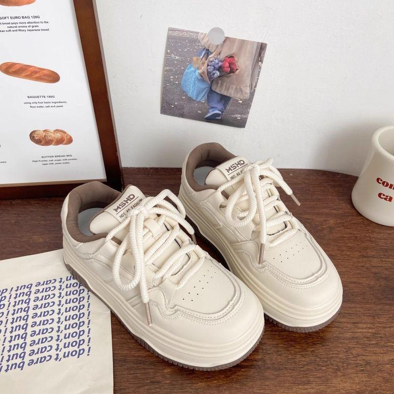 Milk White Platform White Shoes Women's Muffin, Spring and Summer New Chic Niche Ugly Cute Bread Shoes Round Head Board Shoes