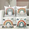 Cute Rainbow Patterned Cushion Covers for Home Decor Polyester Pillowcase, Sofa Decorative Cushion Cov Headboard Pillow