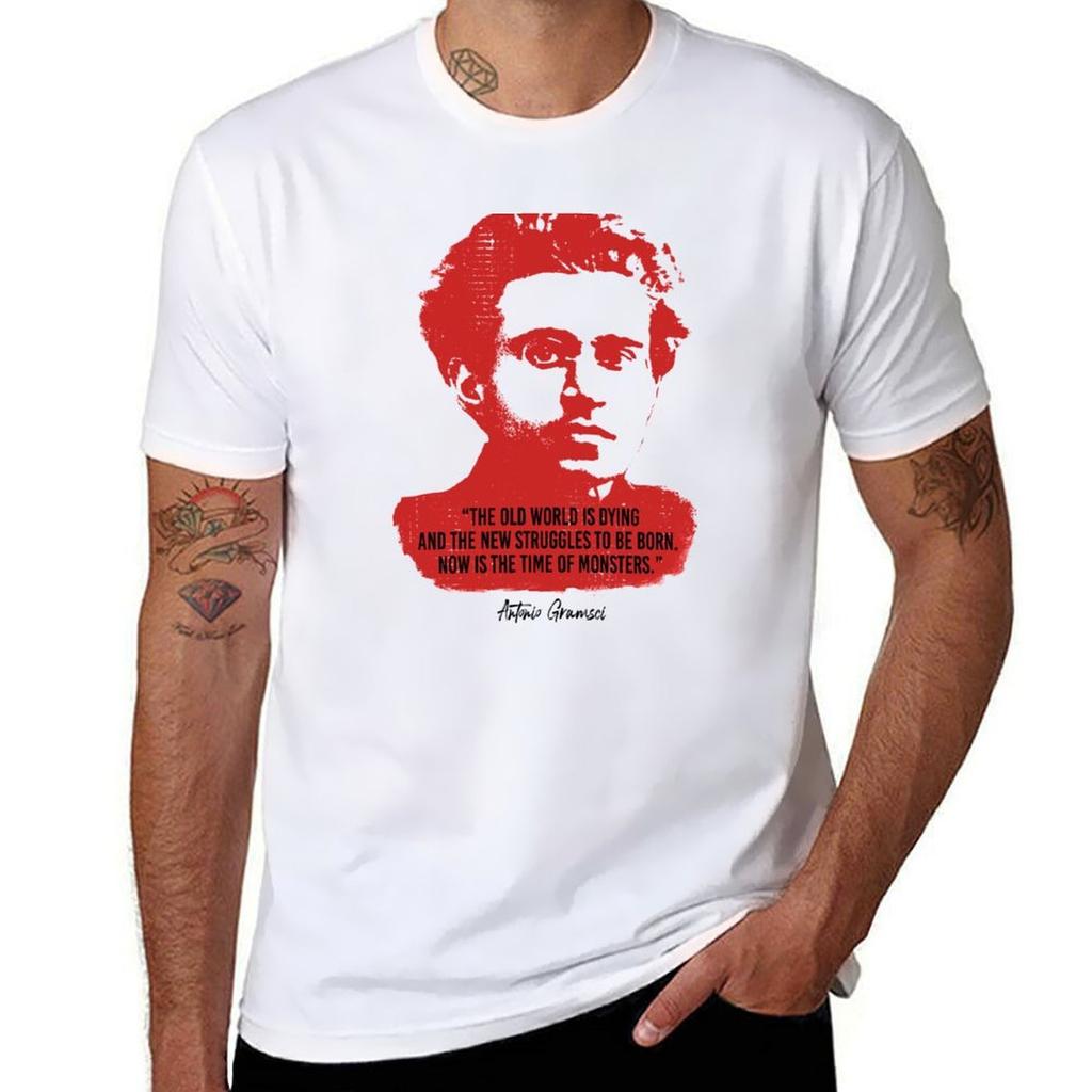 Antonio Gramsci Zitat (Abgenutztes Design) T-Shirt T-Shirts mit Aufdrucken Herren T-Shirt Designer T-Shirt