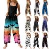 Women's Fashion Halloween Print Casual Vintage Sleeveless Button Jumpsuit