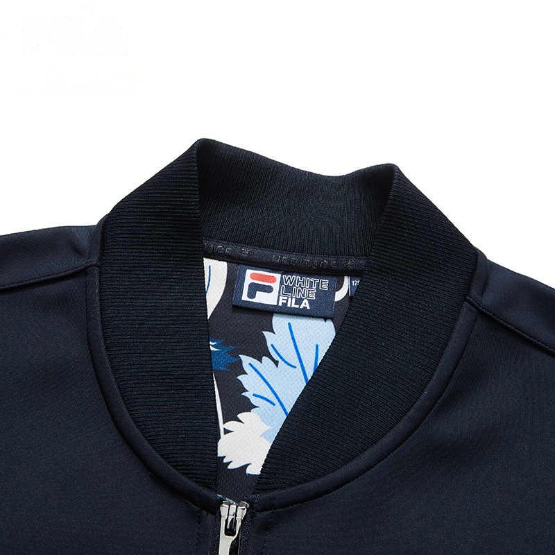 FILA 2023 Autumn New Sports Casual Fashion Printed Knit Baseball Collar Long Sleeve Jacket Men Jacket Legendary-Blue F51M338508FNV