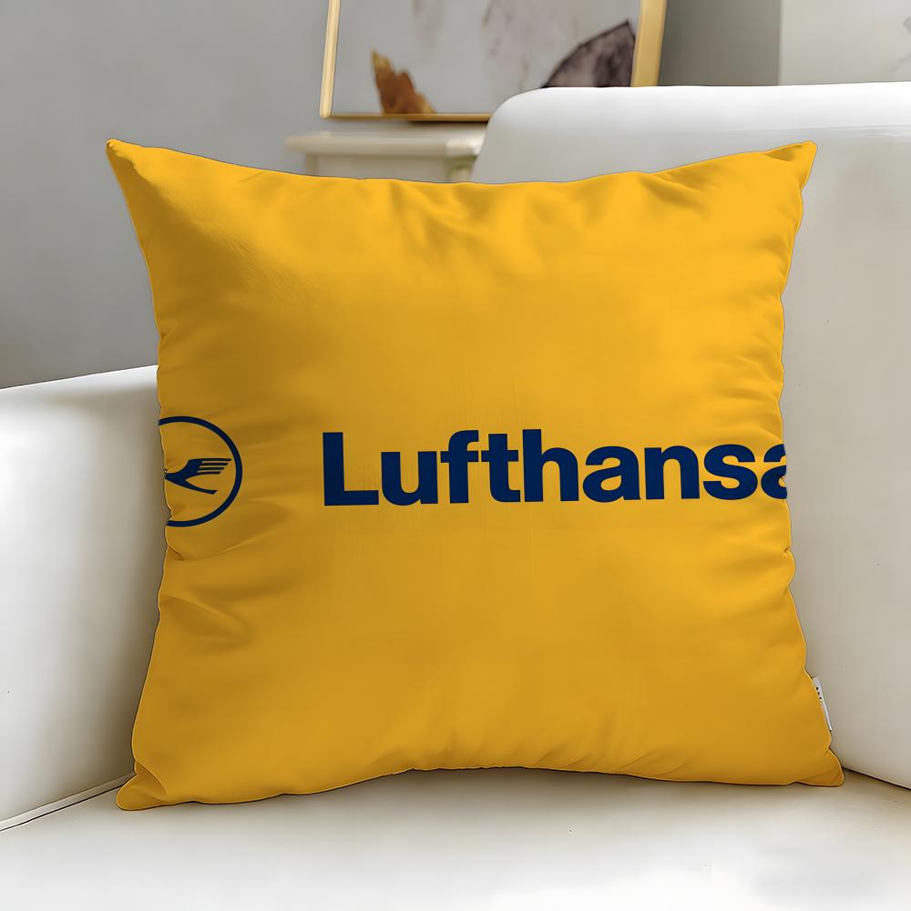 Classic Airline Lufthansa Cushion Cover Soft & Easy-Wash Pillow Case – Versatile For Couch, Bed, Travel And Office