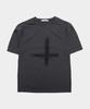 PLACESTUDIOMAN Round Neck Oversized Casual Short Sleeve T-Shirt With Cross Lettering Graphic Point _3 Colors
