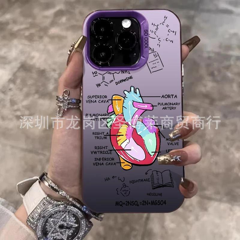 Heart construction for Apple 15 color silver iPhone14Pro creative 11promax matte 16 protective case 17