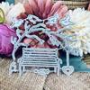 Vögel auf den Ästen Parkbank Metall Schneidformen Schablone für DIY Scrapbooking Fotoalbum Prägepapier Karten Basteln Stanzteile