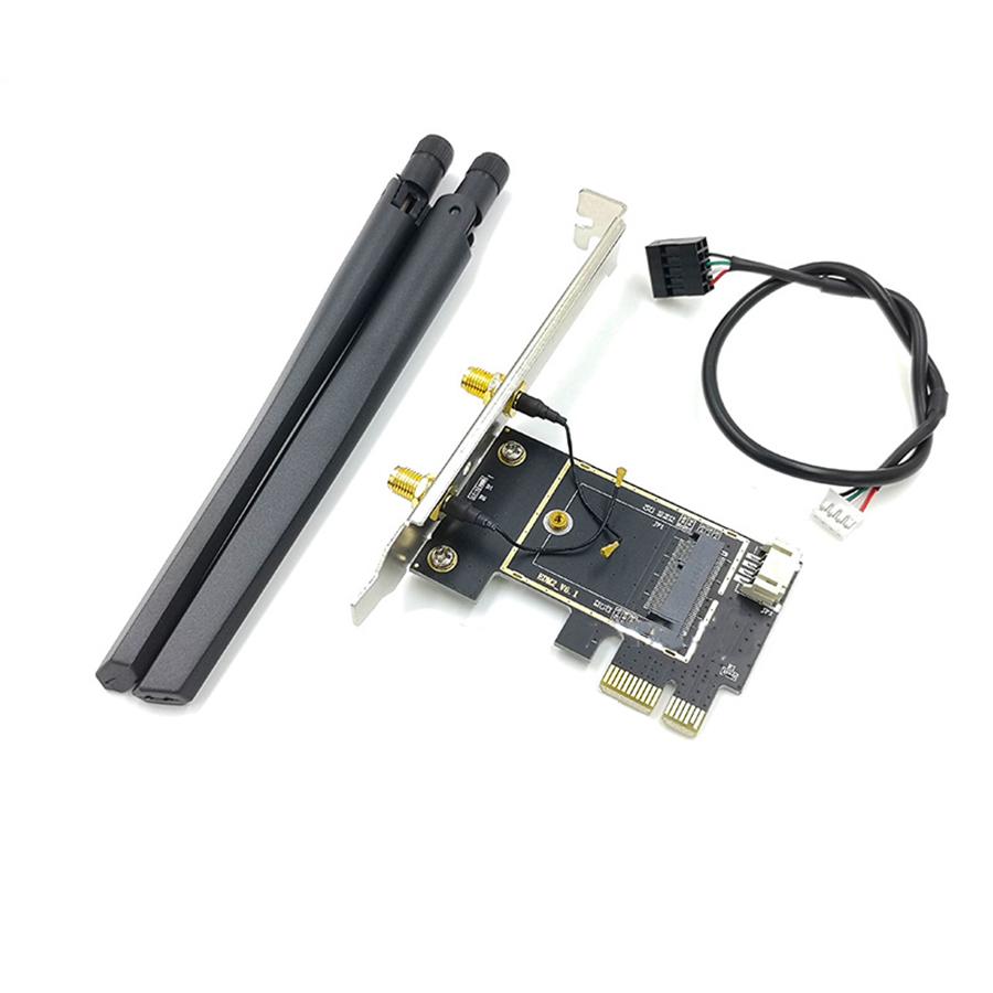 

1×M.2/NGFF To PCI-E Board PCI-EX16 WiFi Bluetooth PC Adapter For Intel AX200 New