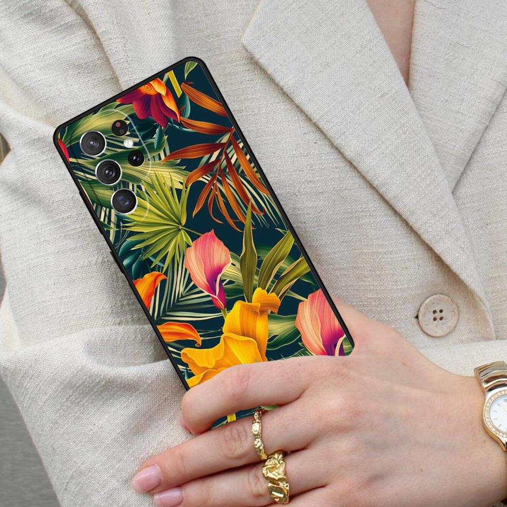 Tropical Flower Cell Phone Case for Samsung Galaxy S26 Ultra S25 S24 S23 S22 S21 S20 Note10 Cover