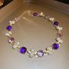 Silbernadel Perle rund Stecker Ohrringe Halskette Set, literarisch und retro Hofstil Ohrringe Vintage mittelalterliche Ohrringe Damen