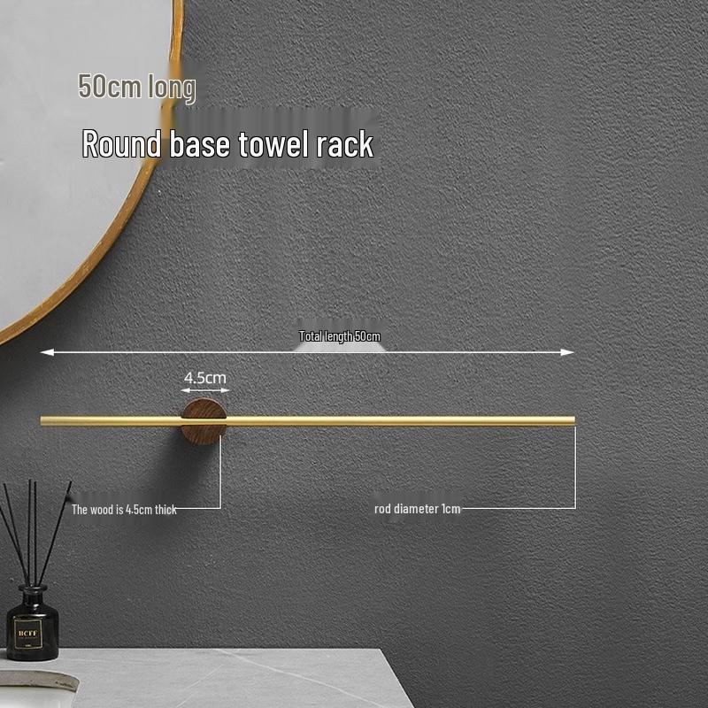 YIXI Walnut & Gold Wall-Mounted Towel Bar