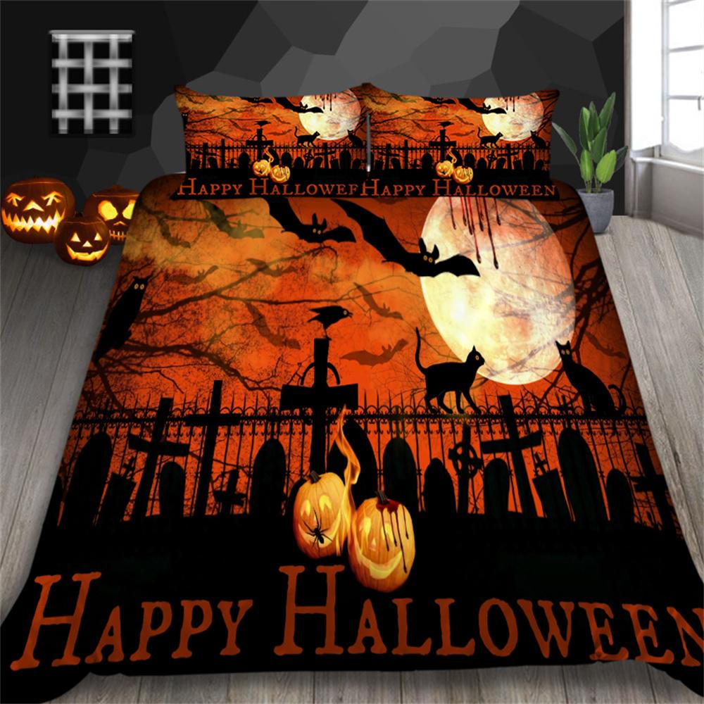 Halloween Duvet Cover Set Fashion Bedding Cover Suit King Size Bedding Teen Adluts Breathable Bedding Cover