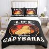 Funny Capybara Anime Duvet Cover Kawaii Animals Bedding Set Soft Quilt Cover Full Size for Children Kid Teens Bedroom Decoration