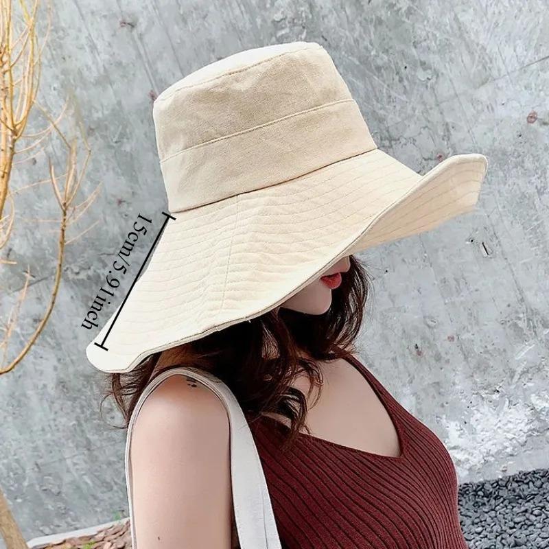 

Oversized Brim To Cover Face Fisherman Hat for Women Summer Sun Protection Versatile and Simple UV Resistant Sun Hat покинуть белый