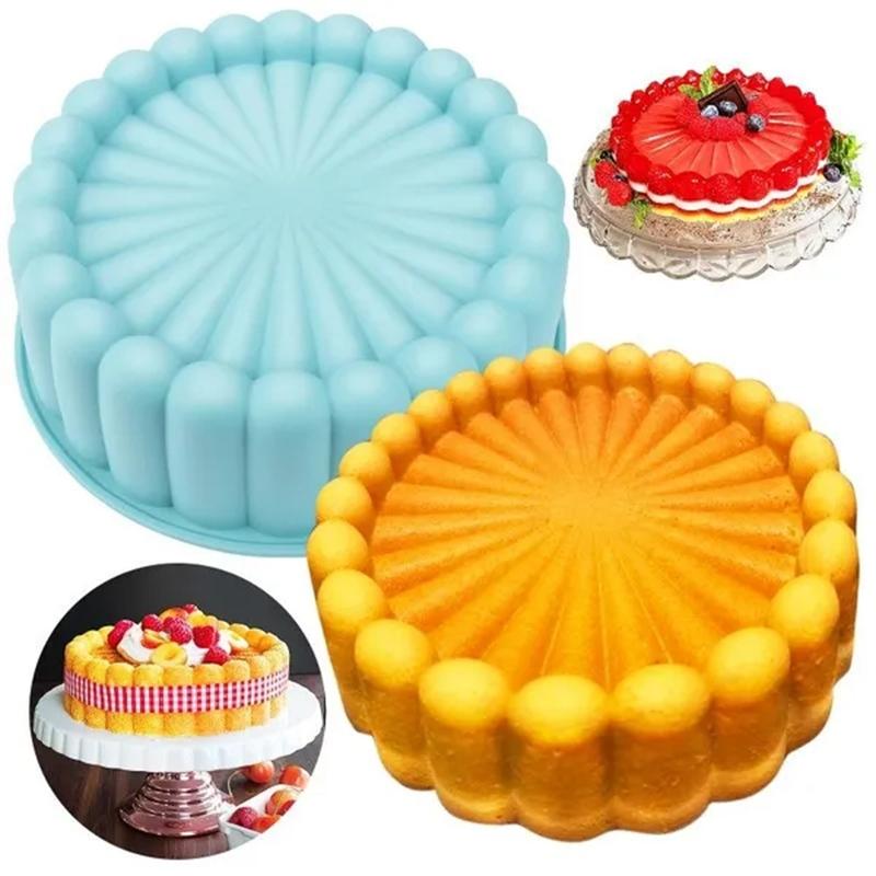1pc Silicone Round Pan Charlotte Cakes Baking Pan Sponge Flan Mold DIY Strawberry Shortcake High-temperature Resistant Kitchen Silicone Moulds