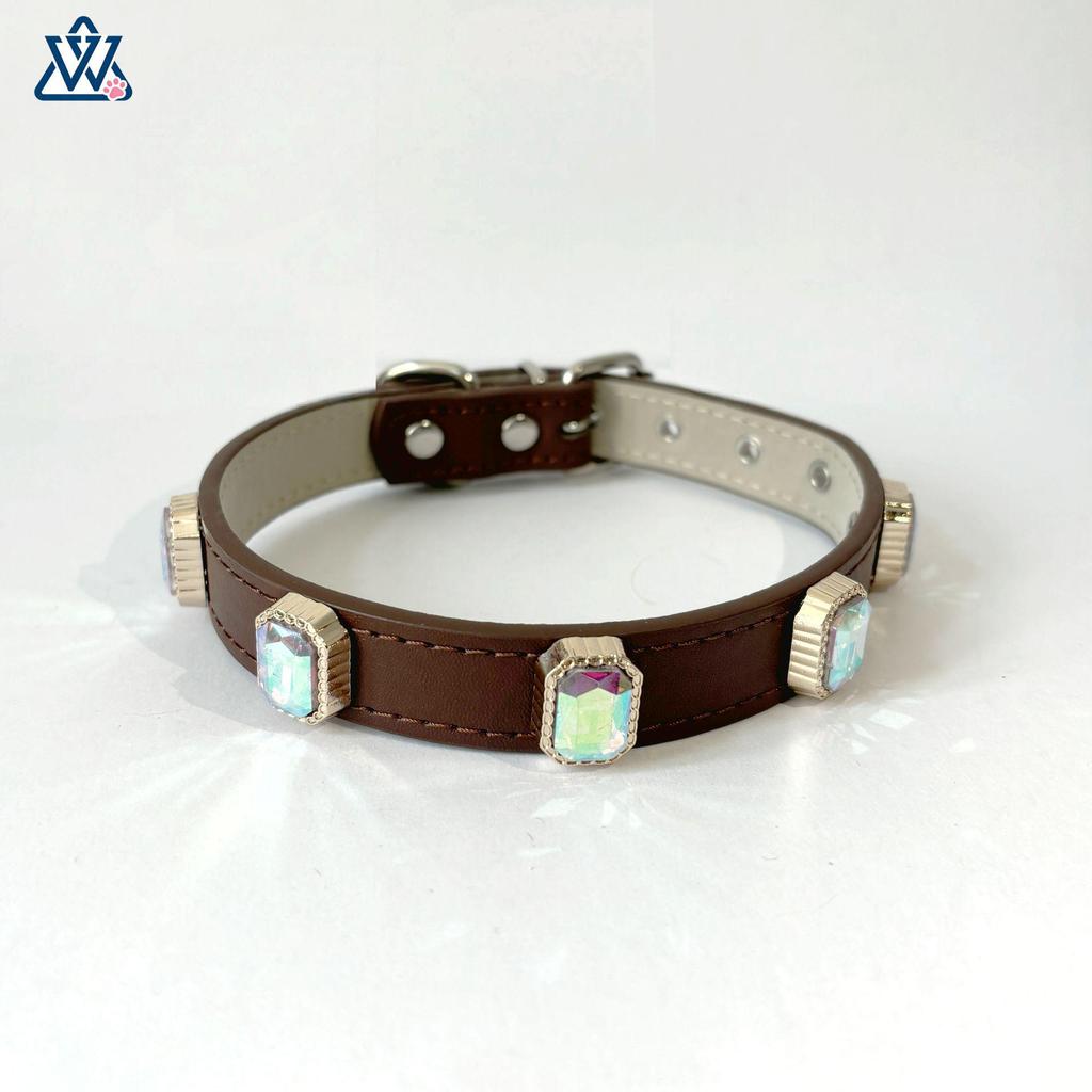 Rhinestone Pet Collar Set: High-End Leather Collar & Leash for Large Dogs