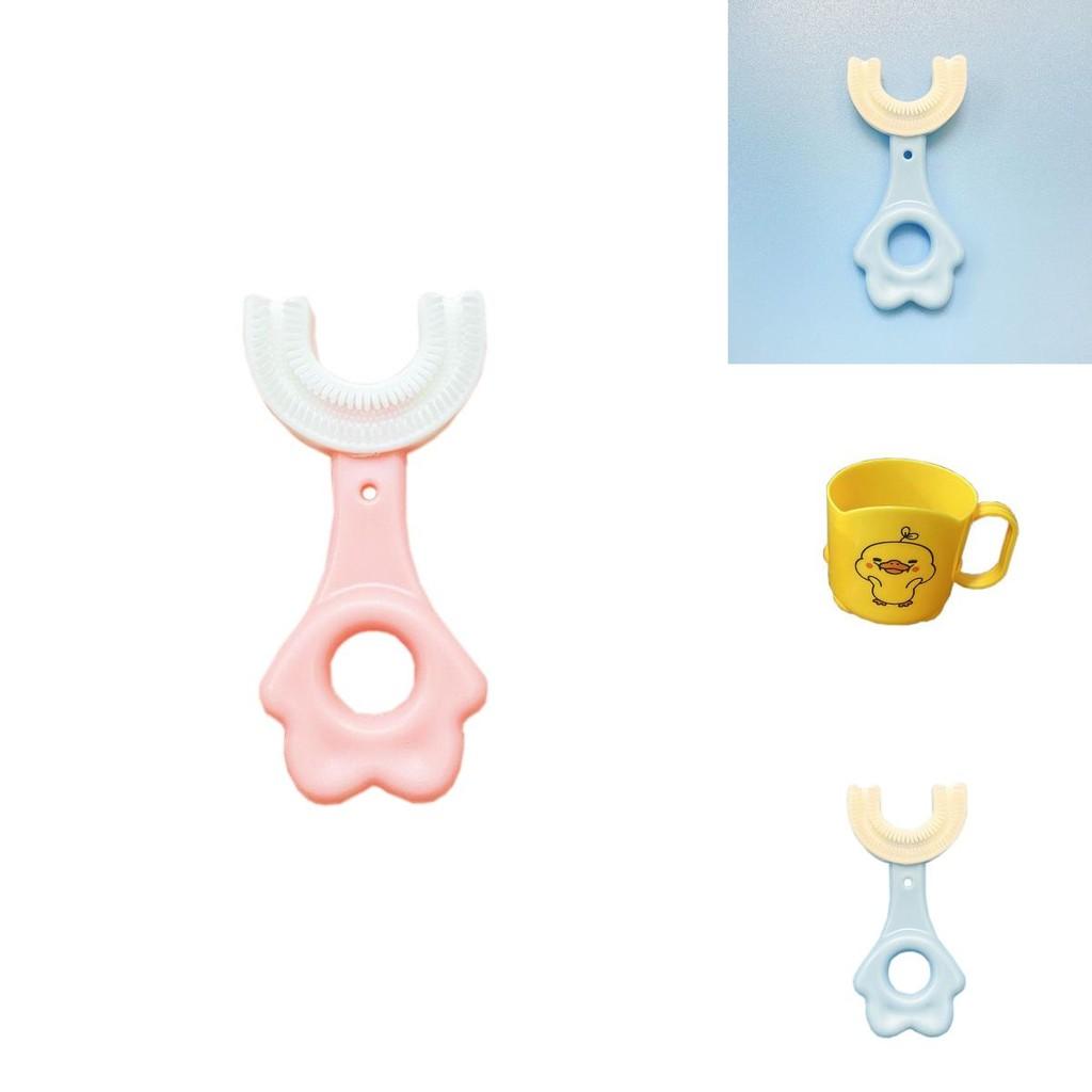U-shaped Toothbrush For 2-12 Year Old Kids With Soft Silicone Bristles**