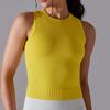 Knit Solid Color Thread Medium Long Yoga Vest Sports Running Fitness Bodice for Women