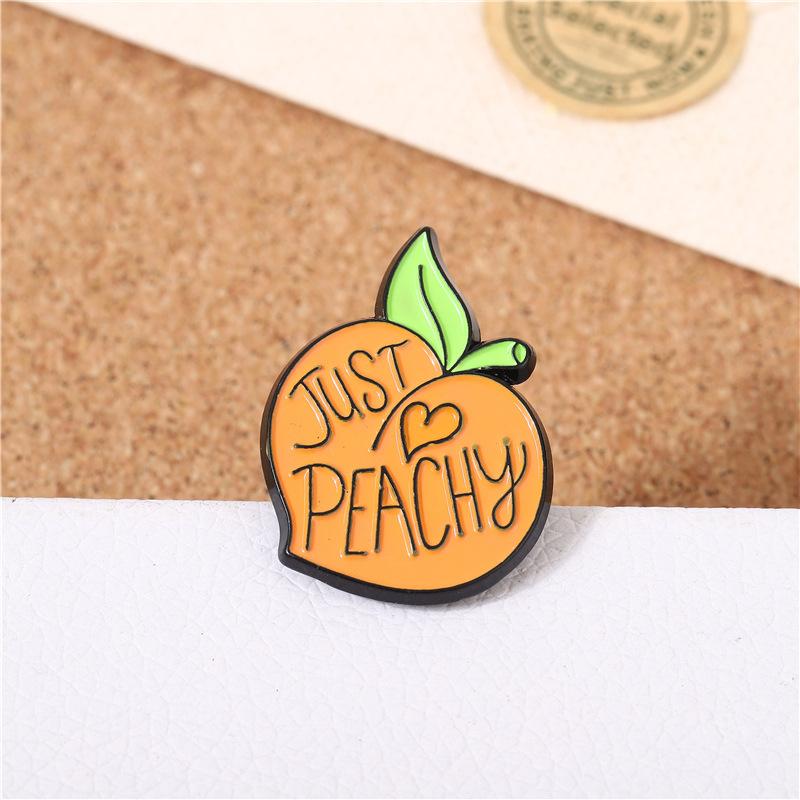 Alloy jewelry brooch, cute cartoon peach brooch just peachy funny badge versatile clothing персиковый