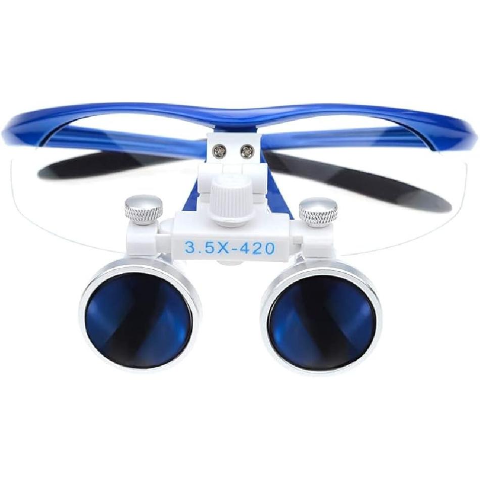 3.5X Binocular Ultralight Loupe Surgery Surgical Magnifier Medical Operation Loupe Glasses for Surgery Angle Adjustable (Silver)