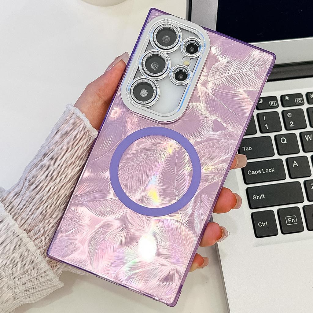 Pro pouzdro Samsung Galaxy S24 Ultra Kompatibilní s MagSafe IMD Design PC+TPU Kryt na telefon s fólií na skleněný objektiv