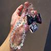 Ins style beaded phone wrist chain, love tie design, universal anti-lost short pendant lanyard for women outdoor shopping travel.