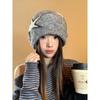 Versatile stack hat female retro fashion show face small casual cold hat big head circumference loose warm bag head hat