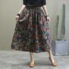 Summer Ethnic Style Cotton and Linen Floral Skirt Women's Plus Size Mother Dress Korean Long Skirt