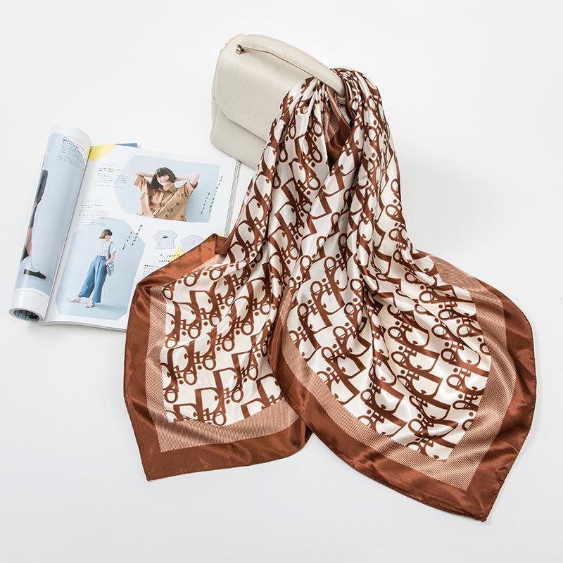 Luxury Satin Feel Silk Scarf: 90 Square Versatile Shawl with Sunscreen Protection