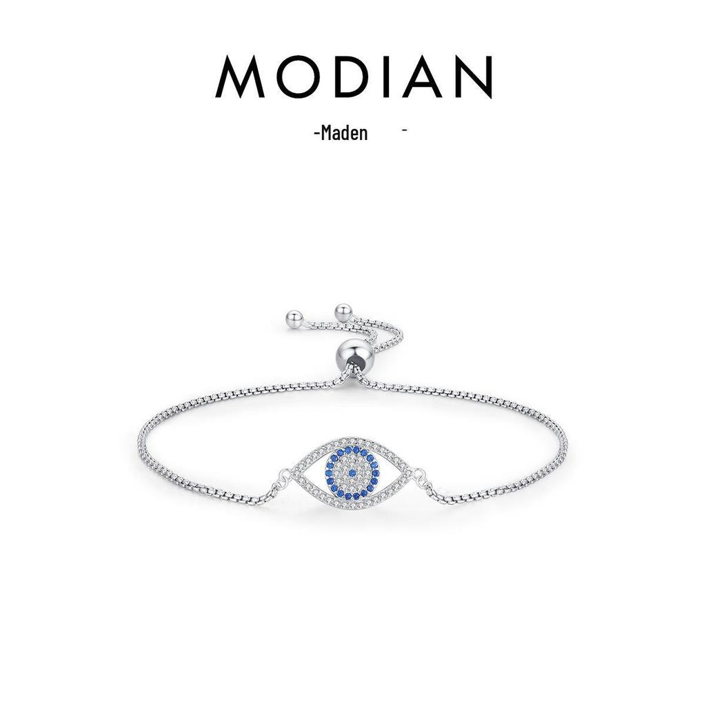 Modian S925 Sterling Silver Devil's Eye Diamond Bracelet for Women - Light Luxury European American Style.